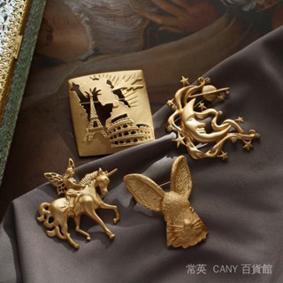 ✨臺灣出貨#【4.3萬人】兔幾先生~可愛僊氣磨砂金複古鑲鑽月神獨角獸小僊女ins胸針胸花