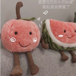 🚀臺現🚀 Ins西瓜櫻桃超柔軟抱枕 辦公室靠墊 午睡枕 毛絨玩具 草莓公仔 少女心 生日禮物 居家裝飾 模擬水果抱枕