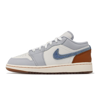 Nike 休閒鞋 Air Jordan 1 Low SE GS 大童 女鞋 灰 丹寧 [ACS] FZ5046-041