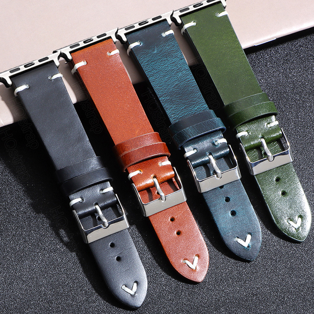 適用於 App Le 錶帶系列 10 的複古錶帶 46 毫米皮革手鍊適用於 I Watch 9 8 7 SE 6 41