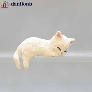 DANILO邊緣貓雕像,模擬DIY貓冰箱貼紙材料:,精緻樹脂微縮模型卡通車貓擺件兒童玩具