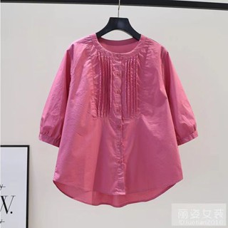 衣時尚 上衣 襯衫 棉麻衫 長袖 S-XL 新款燈籠袖純棉襯衫女中袖棉麻襯衫上衣ME062-1929.