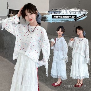 PIPILULU.KIDS[透氣涼感麵料]女童多巴胺星星防曬長袖T恤春夏季2025新款寬鬆蝴蝶結設計感上衣舒適歐美潮款