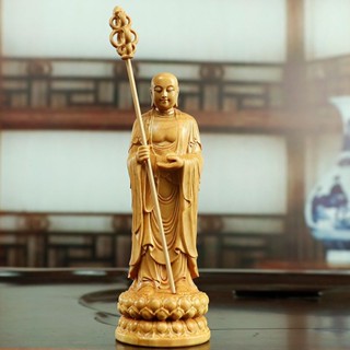 黃楊木雕擺件 地藏王菩薩 家居供奉客廳 佛像 木質雕刻 手工藝品【可開發票】
