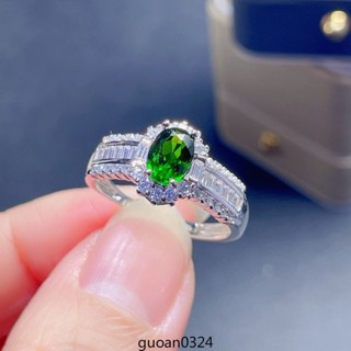 💎玉福祥珠寶💎 天然透輝石戒指女 T方鑽祖母綠彩寶排戒女戒S925純銀高檔不掉色