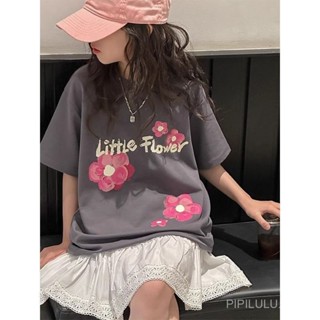 PIPILULU.KIDS店鋪熱銷女童短袖T恤夏季2025新款女孩兒童純棉撞色印花夏天休閒童裝上衣爆款韓版潮款 2025
