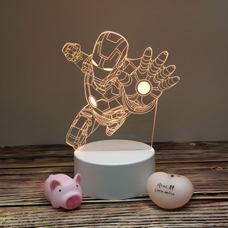🔥臺灣出貨 漫威復仇者聯盟鋼鐵俠3d小夜燈睡眠氛圍燈臥室床頭燈 生日禮物 電競燈 氣氛燈 裝飾燈 氛圍燈 led 夜燈