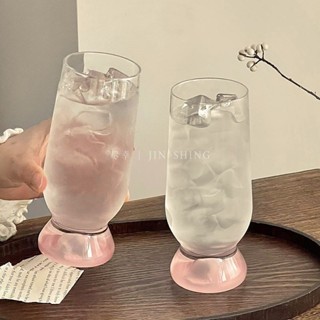 粉色觀山杯 玻璃水果茶杯 女生可愛果汁杯 微醺雞尾酒杯