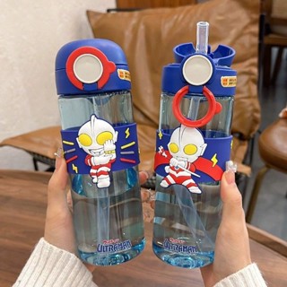 超人力霸王 水壺 水杯 學校 學生 兒童 郊外 外出 【店鋪熱銷】正品奧特曼男孩水杯便攜tritan吸管兒童上學耐高溫專