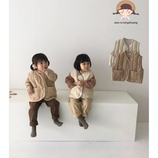 ARY 兒童秋冬外套 男女童保暖馬甲 寶寶小背心 兒童秋冬季韓版復古馬甲 男女童保暖洋氣外套 寶寶純色實用小背心