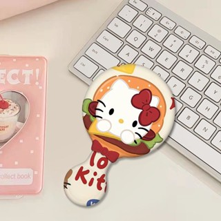 Hello Kitty漢堡化妝鏡 迷你手持鏡 便攜補妝鏡 高畫質小鏡子 學生隨身鏡 創意卡通鏡 女生小號化妝鏡 桌面鏡