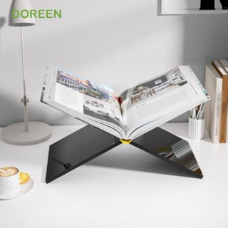DOREEN 食譜架,X 形透明/黑色書籍展示架,便攜式 DIY 亞克力開放式書架桌面