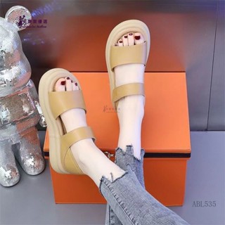 ABL535 一腳蹬真皮涼鞋女夏季2025新款時尚兩穿拖鞋踩屎感軟底厚底沙灘鞋