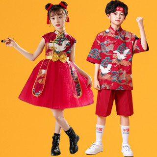 六一兒童表演服小學生中式大合唱服女童表演中國風男童套裝兒童節兒童表演服裝,小學生風格合唱620250416