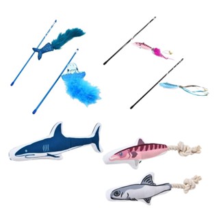 Pet Chu 沛啾 貓草玩具 咬咬鯊魚/結繩貓草玩具/藍尾巴逗貓棒/遊遊魚兒逗貓棒 貓玩具『WANG』