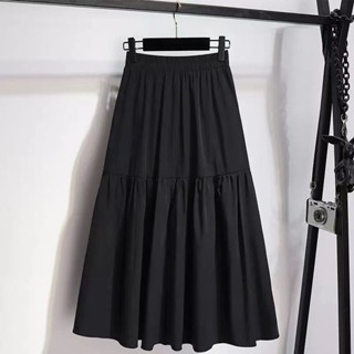 胖胖美依 大碼A字裙 半身裙 中尺碼長裙 M-4XL夏口袋A字裙過膝中長高階感百搭通勤-5501.