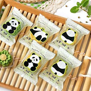破壞袋 自封袋 環保袋 熊貓綠豆糕機封袋冰皮月餅冰糕包裝袋透明獨立自封帶託打包盒烘焙