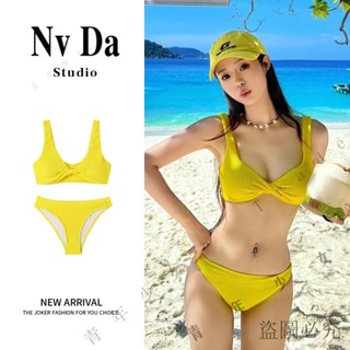 熱爆🎈多巴胺比基尼泳衣女2024新款性感純慾風分體三點式拍照度假泳裝