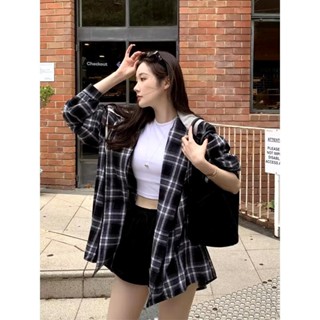 CHIC&CHILL 韓系格紋連帽撞色襯衫 格紋襯衫 秋冬襯衫 女生襯衫 長袖襯衫 連帽襯衫 連帽外套 寬鬆 預購
