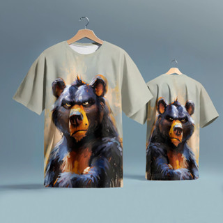 新款3D列印野生動物藝術油畫動物熊T恤3D服裝上衣
