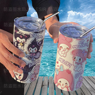 [倉庫現貨]美樂蒂庫洛米保溫杯帶吸管隨手杯咖啡杯ins高顏值便攜不鏽鋼女 學生黨 送朋友生日禮物