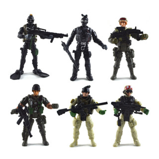 軍事兵人模型6款反恐警察士兵模型 關節可動帶武器 喪屍人偶模型