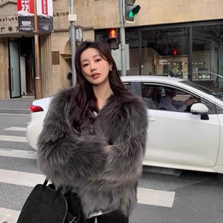 【奇奇樂百貨店】水貂毛外套可愛毛毛外套長袖保暖中短版外套皮草