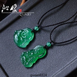 💎玉福祥珠寶💎 新款天然寶石綠玉髓觀音吊墜冰種瑪瑙小佛公掛墜 彌勒佛情侶項鍊