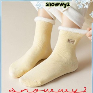 SNOWWY2冬季保暖襪子,女人羊毛羊絨加厚保暖襪子,珊瑚絨雪甜房間地板睡眠襪子