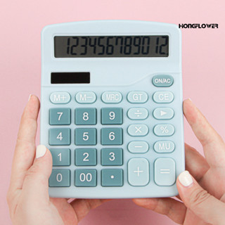 Hongflower-office計算器精確便攜式供電亮色12位太陽能計算器家居用品