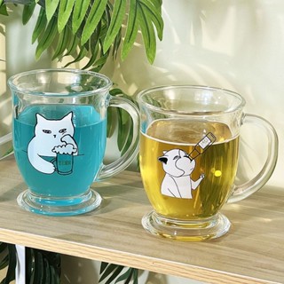 臺灣出貨 和小貓乾杯玻璃杯 茶杯 水杯 馬克杯 牛奶杯 玻璃杯 杯具 果汁杯 陶瓷杯 咖啡杯 手捏杯 早餐杯 燕麥杯