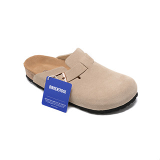 BIRKENSTOCK 【原創】勃肯波士頓男/女經典軟木腳趾沙色麂皮防毛皮拖鞋涼鞋 34-46。
