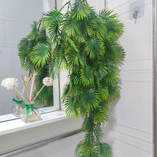 仿真植物 假綠植 模擬扇葉壁掛藤條水草塑膠牆壁家居客廳裝潢筦道遮擋假植物綠植
