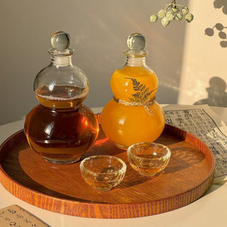 新中式創意葫蘆冷萃茶玻璃瓶子冷泡茶酒瓶咖啡透明瓶子可訂製logo