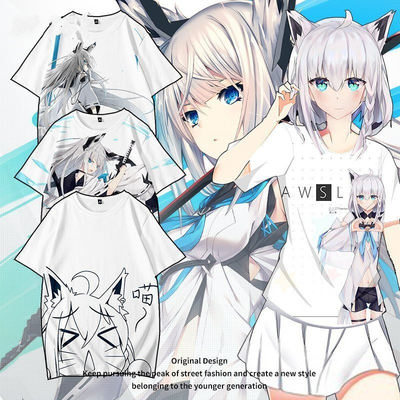 Vtuber Shirakami Fubuki 成人漫畫 T 恤全彩休閒衛衣加大碼時尚