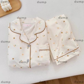 臺灣出貨⭐dump[]雲朵棉愛心長袖睡衣女 春鞦季韓版居傢服兩件套 天絲棉質親膚透氣居傢睡衣 學生可愛卡通小外套傢居服