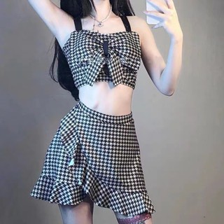 精品泳衣🔥新款性感遊泳衣女士分體顯瘦比基尼兩件套格紋泳衣平角泳裝批髮