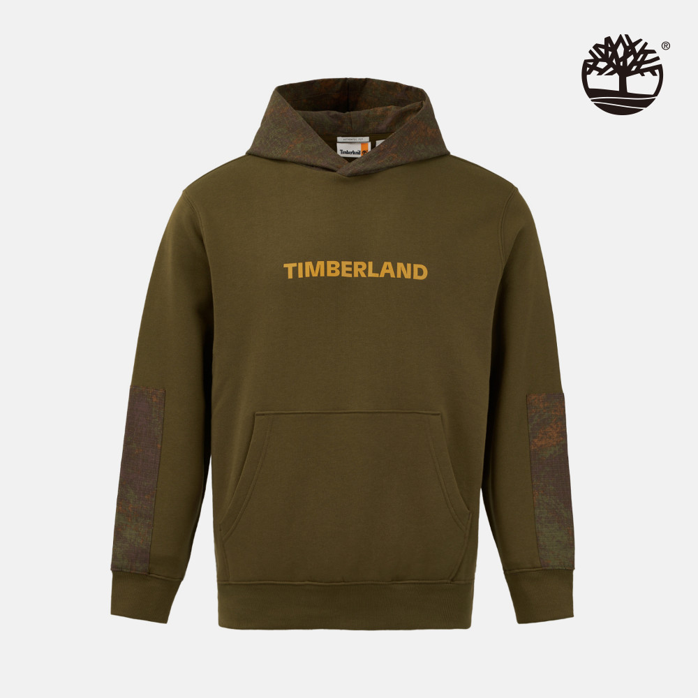 Timberland 中性橄欖綠色印花連帽上衣|A43SF302