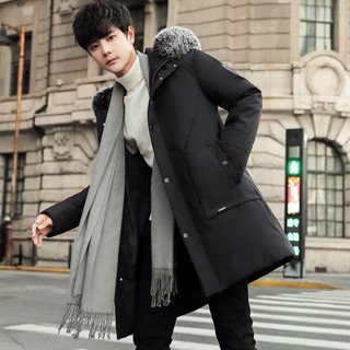 【高品質升級面料】男生中長款羽絨服工裝外套派克服男冬季90%白鴨絨羽絨服加厚保暖抗寒零下-20°禦寒防風防潑水外套大衣