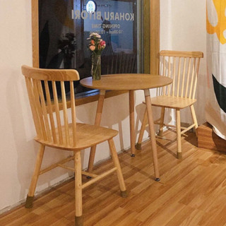 『JIGA』咖啡廳食堂桌椅組合 日式實木溫莎椅子 甜品奶茶店ins實木餐桌椅