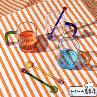 好貨下殺🍬彩色玻璃勺 咖啡勺 攪拌棒 甜品勺 ins風高顏值小匙勺 小湯甜品勺子 玻璃攪拌棒 奶茶勺