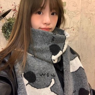 🌼可愛日韓係圍巾 活潑圍脖 可愛卡通小狗 針織圍巾 秋冬季學生披肩 保暖百搭 情侶毛線圍脖 披肩 圍巾