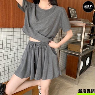 春夏特惠💖休閒運動套裝女 夏季2025新款 寬鬆時尚洋氣 學院風短褲 顯瘦兩件套潮 女裝 春季女裝