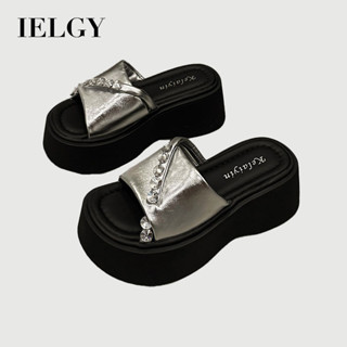 IELGY 法式厚底增高涼拖鞋女夏季坡跟