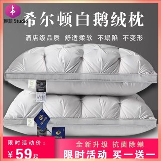 🔥臺灣出貨🔥希爾頓五星級酒店羽絨枕頭 95白鵝絨枕芯學生傢用 護頸椎防蟎一對裝