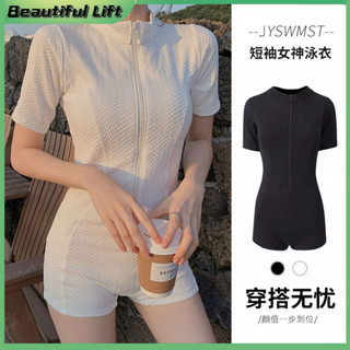 🔥臺灣出貨免運🔥泳衣女2025新款短袖防曬韓國ins風超仙連體顯瘦遮肚泡溫泉游泳裝 防曬 水母衣 衝浪衣 浮潛泳衣