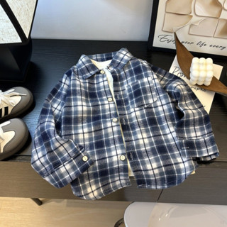 兒童長袖襯衫寬鬆休閒上衣帥氣韓式翻領襯衫男孩女孩