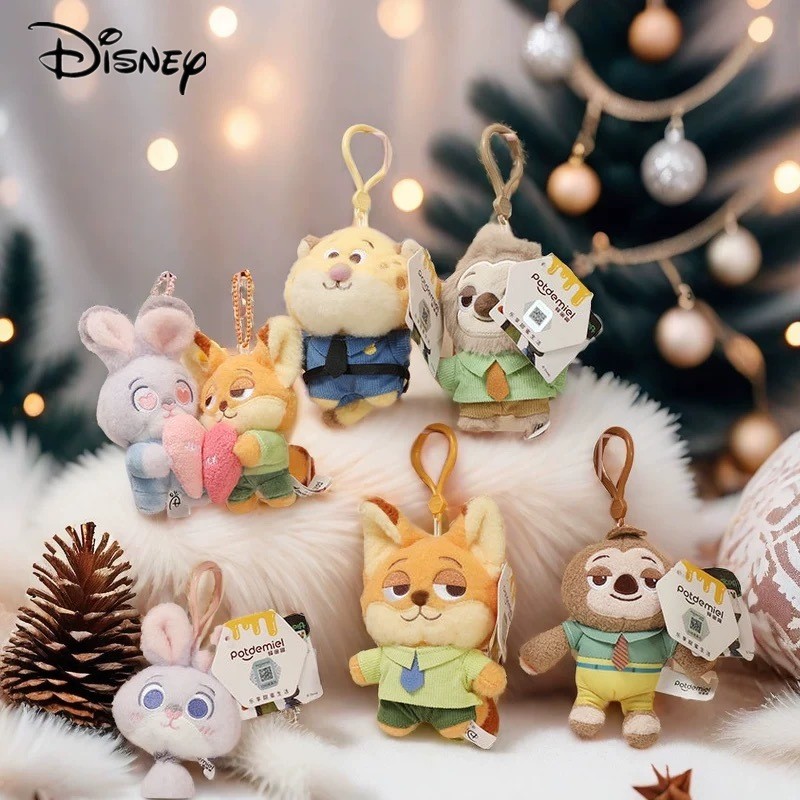 迪士尼瘋狂動物城系列鑰匙扣採用豹紋毛絨警察朱迪