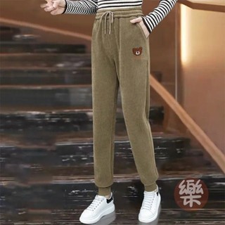 韓版長褲刷毛加厚束腳休閒褲女2024春秋冬季新款寬鬆長毛褲時尚百搭哈倫褲 女生長褲 休閒褲 秋冬長褲 「樂購」