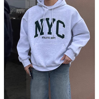【當天出貨】厚磅純棉460G帽t 韓國NYC帽t 字母大LOGO印花帽踢 oversize寬鬆連帽衫 男女同款 連帽衛衣